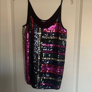 Express Sequin Camisole with Vibrant Stripes